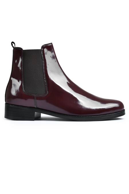 Wednesday Lifestyle_Burgundy Plain Wade Leather Chelsea Boots _Online_at_Aza_Fashions