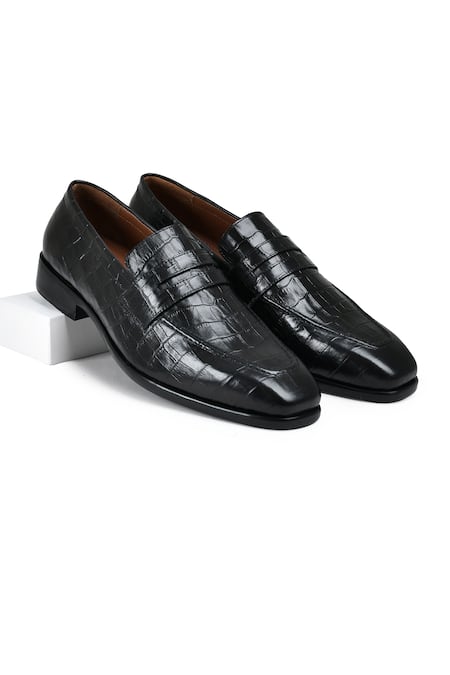 Wednesday Lifestyle Arnold Croc Leather Penny Loafers 