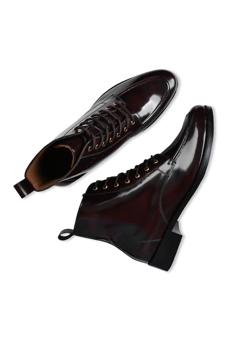 Shop_Wednesday Lifestyle_Burgundy Cooper Mid Top Riding Boots _at_Aza_Fashions
