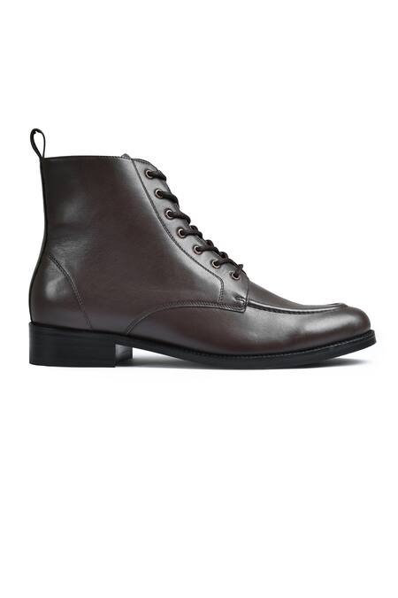 Wednesday Lifestyle_Brown Cooper Leather Mid Top Riding Boots _Online_at_Aza_Fashions