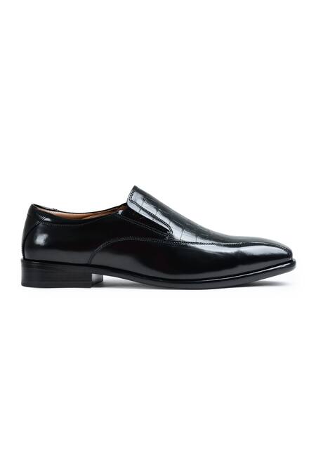Wednesday Lifestyle_Black Daniel Ii Croc Genuine Leather Loafers _Online_at_Aza_Fashions