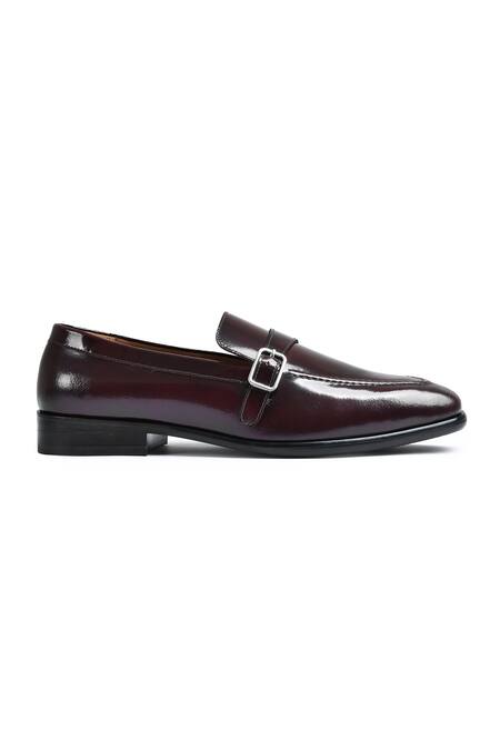 Wednesday Lifestyle_Burgundy Harvey Brushoff Leather Loafers _Online_at_Aza_Fashions