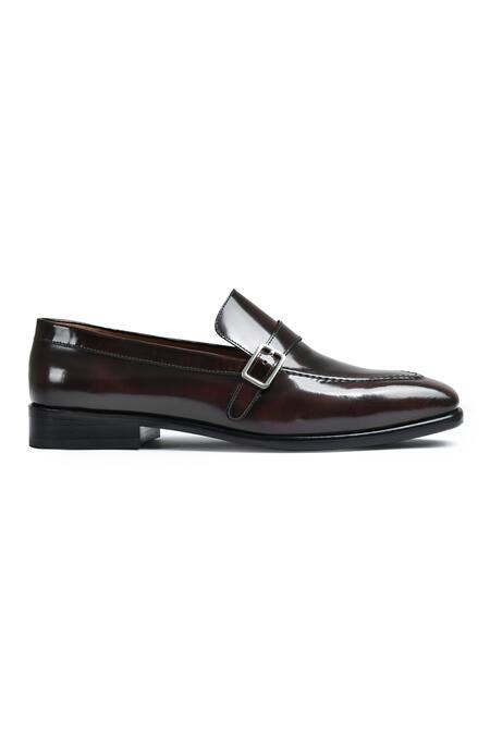 Wednesday Lifestyle_Brown Harvey Brushoff Leather Buckle Loafers _Online_at_Aza_Fashions