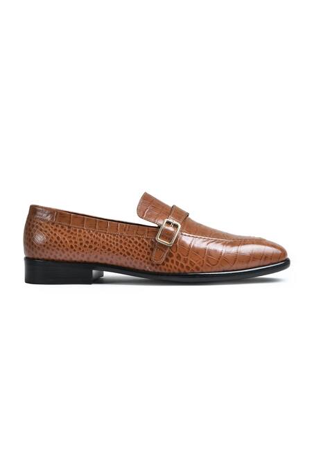 Wednesday Lifestyle_Brown Harvey Croc Leather Loafers _Online_at_Aza_Fashions