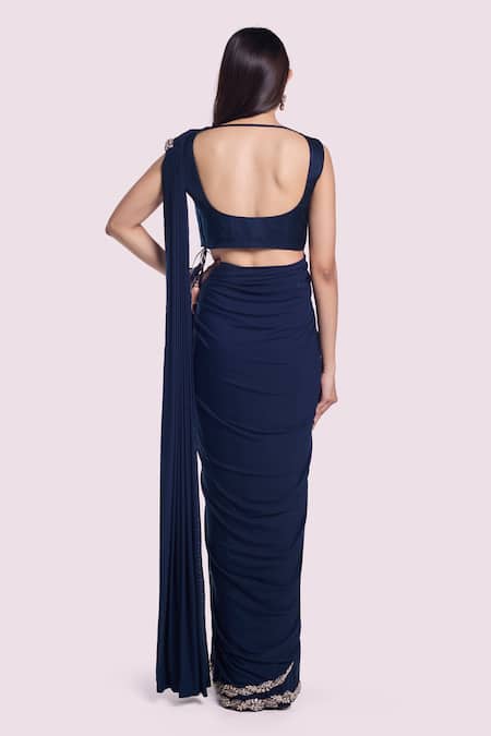 Onaya Leaf Embellished Pre-Draped Saree With Blouse 