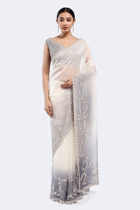 Onaya Sequin Embellished Ombre Saree With Blouse 