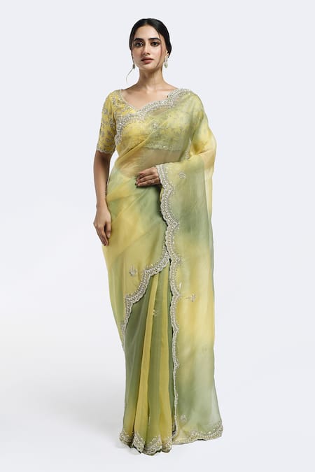 Onaya Gradient Saree With Embroidered Blouse 