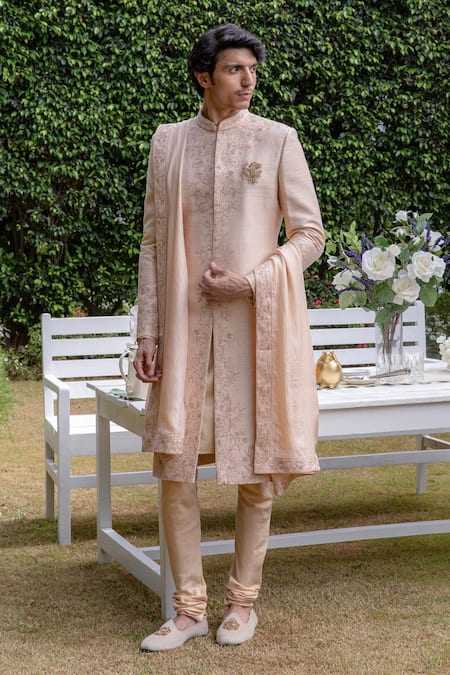 Philocaly Bhuvan Floral Embroidered Sherwani & Kurta Set 