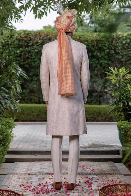 Philocaly Arnit Floral Applique Work Sherwani & Kurta Set 