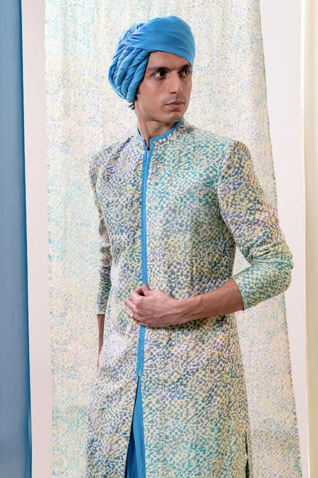 Buy_Philocaly_Yellow Cotton, Tussar Daqr Printed Kurta_Online_at_Aza_Fashions