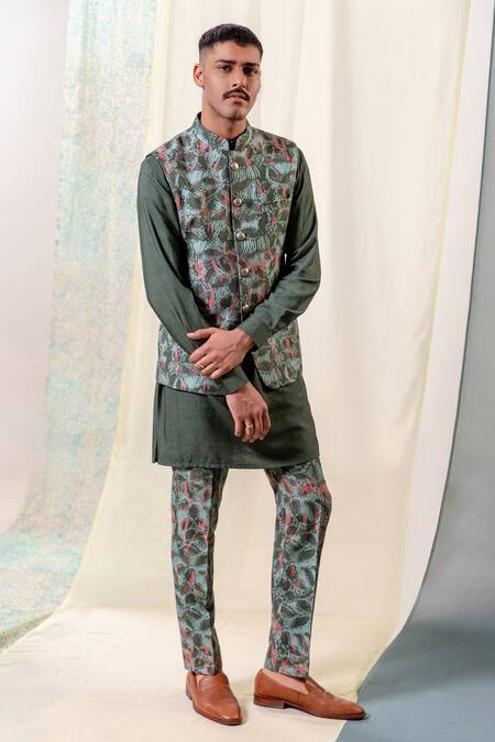 Philocaly Mint Green Abstract Floral Printed Bundi 