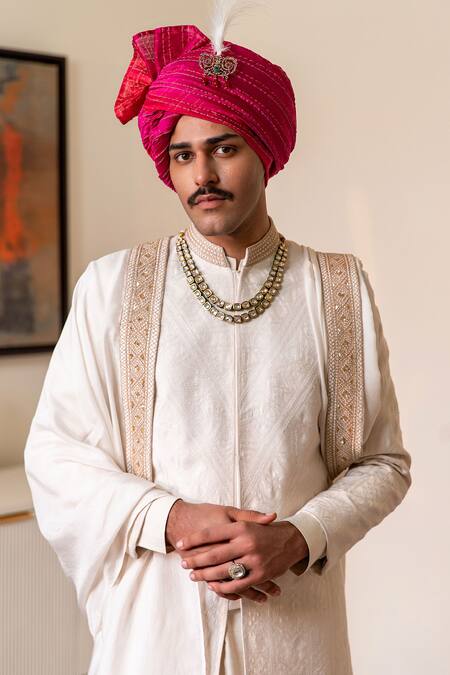 Buy Philocaly White Silk Embroidery Rekh Sherwani Set Online at Aza Fashions Buy_Philocaly_White Silk Embroidery Rekh Sherwani Set _Online_at_Aza_Fashions