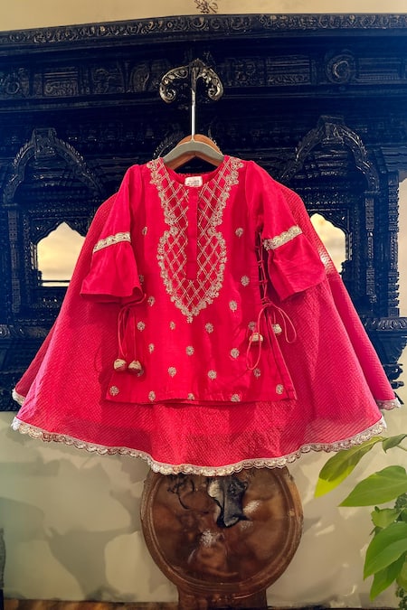 Rage Attire-Sweta Saria Floral Bead Embroidered Kurta With Lehenga 