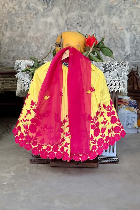 Rage Attire-Sweta Saria Floral Applique Lehenga Set 