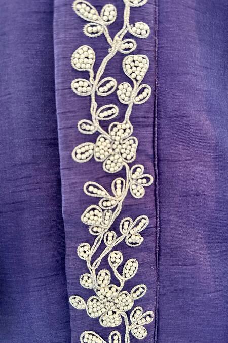 Buy_Rage Attire-Sweta Saria_Blue Silk, Cotton Pearls Embroidered Kurta And Pyjama Set _Online_at_Aza_Fashions