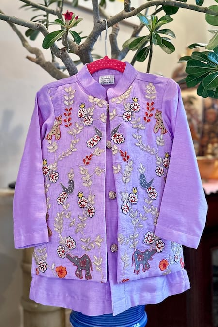 Rage Attire-Sweta Saria Floral Embroidered Jacket Kurta 