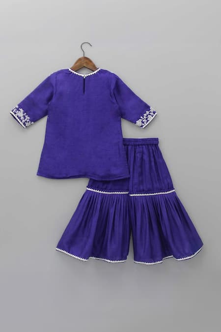 Shop Rage Attire-Sweta Saria Purple Bamboo, Silk Pearls Embroidered Kurta And Sharara Set at Aza Fashions Shop_Rage Attire-Sweta Saria_Purple Bamboo, Silk Pearls Embroidered Kurta And Sharara Set _at_Aza_Fashions