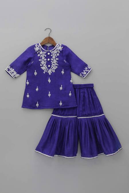 Rage Attire-Sweta Saria Purple Bamboo, Silk Pearls Embroidered Kurta And Sharara Set Online at Aza Fashions Rage Attire-Sweta Saria_Purple Bamboo, Silk Pearls Embroidered Kurta And Sharara Set _Online_at_Aza_Fashions