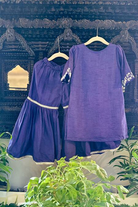 Buy Rage Attire-Sweta Saria Purple Bamboo, Silk Pearls Embroidered Kurta And Sharara Set Buy_Rage Attire-Sweta Saria_Purple Bamboo, Silk Pearls Embroidered Kurta And Sharara Set
