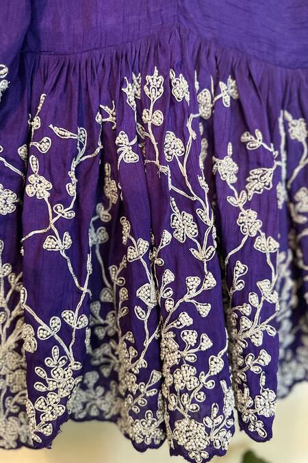 Buy Rage Attire-Sweta Saria Purple Bamboo, Linen Pearls Floral Embroidered Peplum Top And Lehenga Online at Aza Fashions Buy_Rage Attire-Sweta Saria_Purple Bamboo, Linen Pearls Floral Embroidered Peplum Top And Lehenga _Online_at_Aza_Fashions