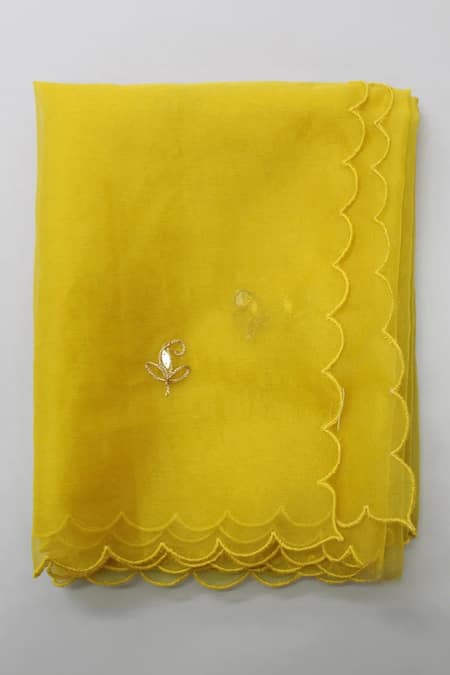 Rage Attire-Sweta Saria_Yellow Bamboo, Organza Sequins, Embroidery Patti And Dori Lehenga Set _Online_at_Aza_Fashions