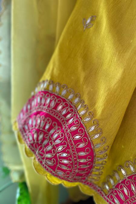 Rage Attire-Sweta Saria_Yellow Bamboo, Organza Sequins, Embroidery Patti And Dori Lehenga Set _at_Aza_Fashions