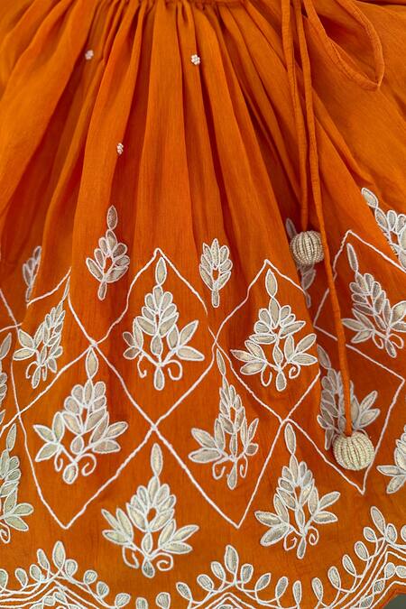 Rage Attire-Sweta Saria_Yellow Bamboo, Silk, Organza Gota Patti, Embroidery Floral Lehenga Set _at_Aza_Fashions