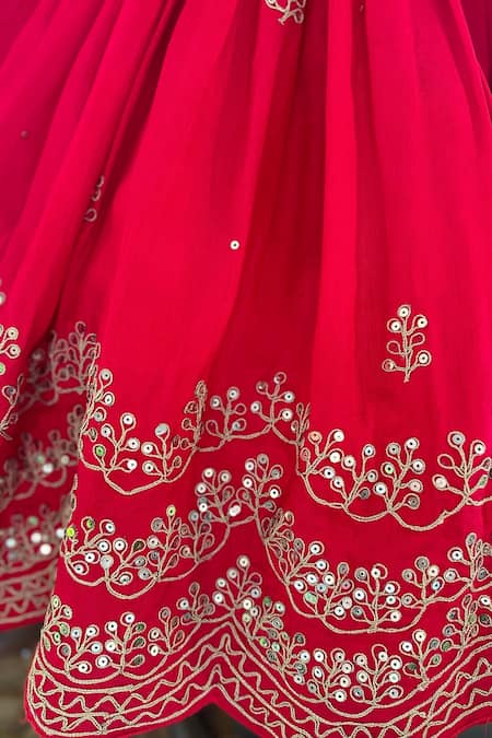 Rage Attire-Sweta Saria_Pink Bamboo, Organza Embroidery Tikki And Dori Lehenga Set _Online_at_Aza_Fashions