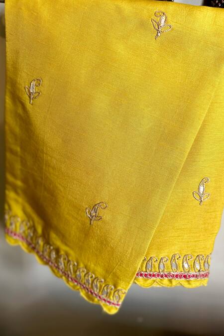 Rage Attire-Sweta Saria Yellow Bamboo, Silk, Cotton Embroidery Open Jacket Kurta And Pant Set Online at Aza Fashions Rage Attire-Sweta Saria_Yellow Bamboo, Silk, Cotton Embroidery Open Jacket Kurta And Pant Set _Online_at_Aza_Fashions