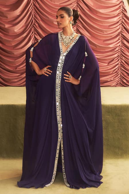 Seema Thukral Chammak Chalo Placket Embroidered Draped Kaftan 