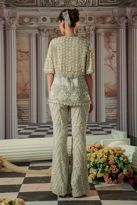 Nidhika Shekhar Celestial Sequin Embroidered Cape & Pant Set 