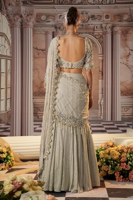 Nidhika Shekhar Angelic Pre-Draped Lehenga Saree With Embroidered Blouse 