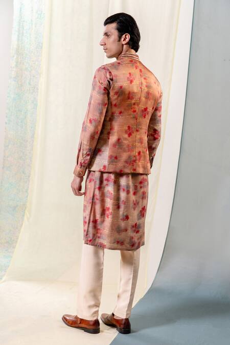 Philocaly Cinnamon Red Embroidered Bundi 