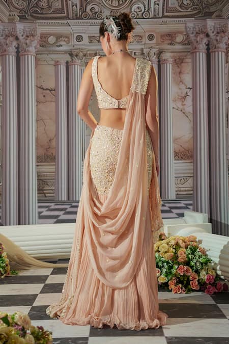 Nidhika Shekhar Floret Embroidered Fish Cut Lehenga Set