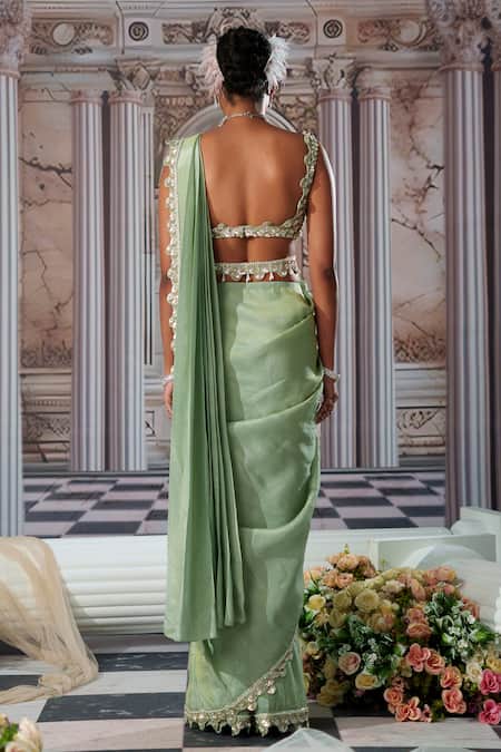 Nidhika Shekhar Divine Placement Embroidered Pre-Draped Saree & Blouse Set 