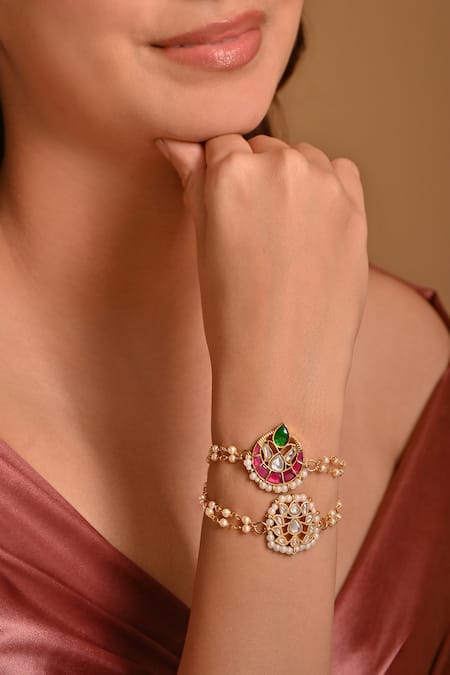 Raga Baubles Pachi Kundan & Pearl Bracelet-Set of 2 