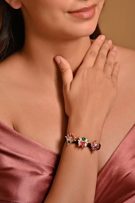 Raga Baubles Pachi Kundan Floral Bracelet 