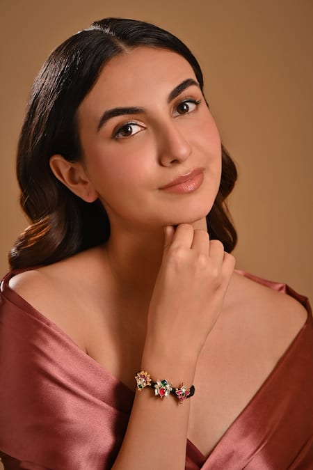 Raga Baubles Pachi Kundan Floral Bracelet 