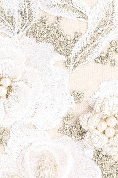 Buy_Richa Gupta_White Embroidery 3d Floral Clutch_Online_at_Aza_Fashions