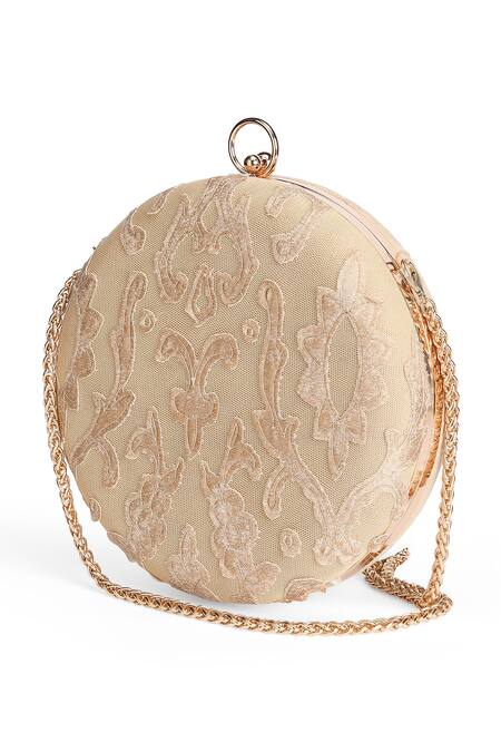 Buy_Richa Gupta_Beige Embroidery Abstract Clutch _Online_at_Aza_Fashions