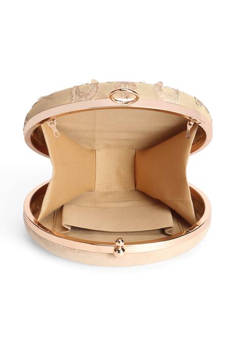 Shop_Richa Gupta_Beige Embroidery Abstract Clutch _Online_at_Aza_Fashions