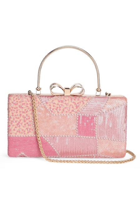 Richa Gupta Pink Embroidery Sequin Clutch 