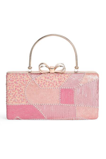 Richa Gupta_Pink Embroidery, Sequins Clutch _Online_at_Aza_Fashions