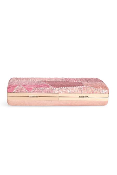 Richa Gupta_Pink Embroidery, Sequins Clutch _at_Aza_Fashions