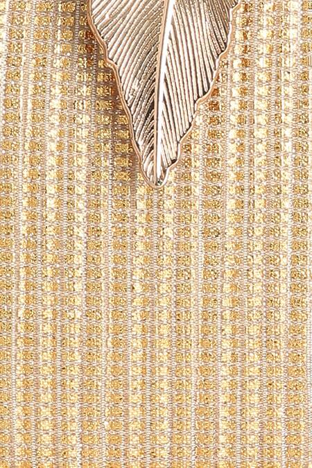 Richa Gupta_Gold Embroidery Linear Clutch _Online_at_Aza_Fashions