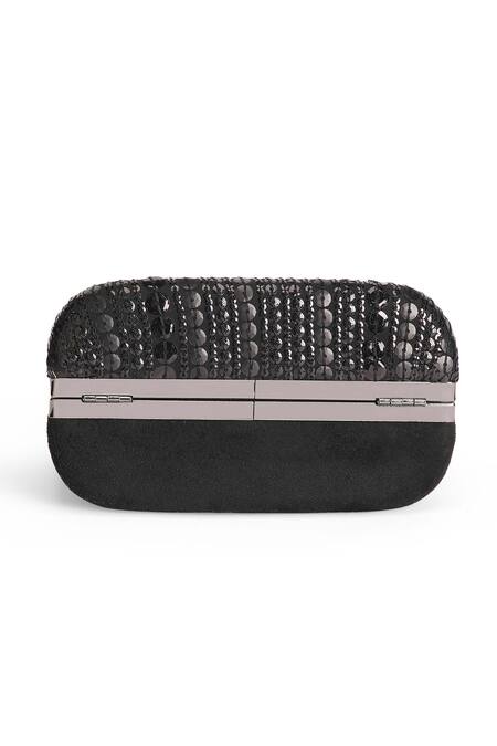 Shop_Richa Gupta_Black Sequins Tonal Embroidered Clutch _Online_at_Aza_Fashions