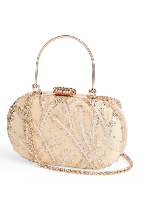 Richa Gupta Gold Embroidery Abstract Sequin Clutch 