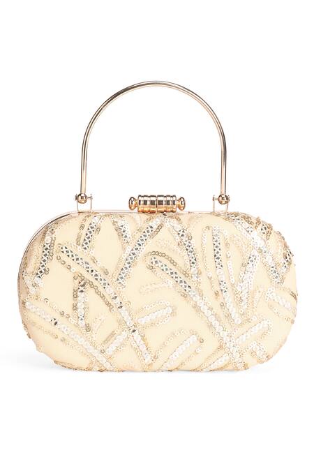 Richa Gupta_Gold Embroidery, Sequins Abstract Clutch _Online_at_Aza_Fashions