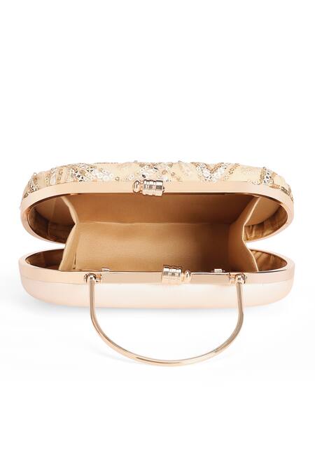 Richa Gupta_Gold Embroidery, Sequins Abstract Clutch _at_Aza_Fashions