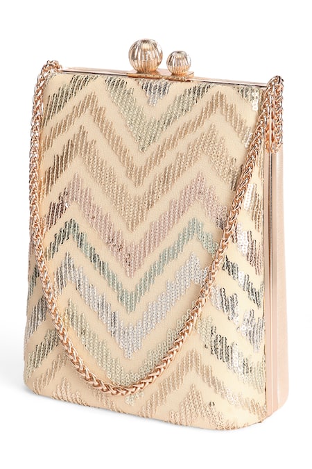 Richa Gupta Chevron Embroidered Clutch 